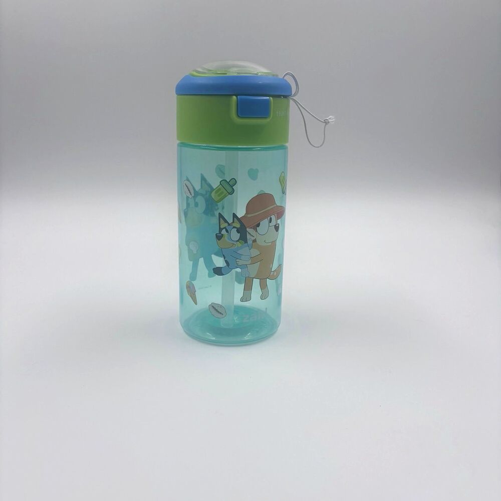 Bluey Kids Plastic Water Bottle Reusable Juice Tumbler Flip Straw Lid NWOT - Picture 3 of 4
